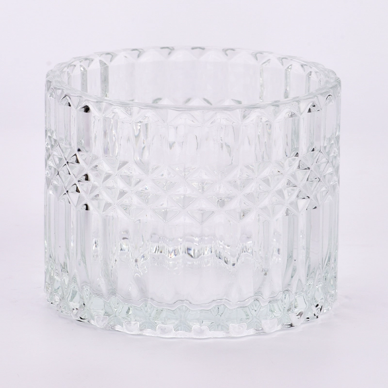 Luxury Diamond 14oz glass candle jars with cut GEO design