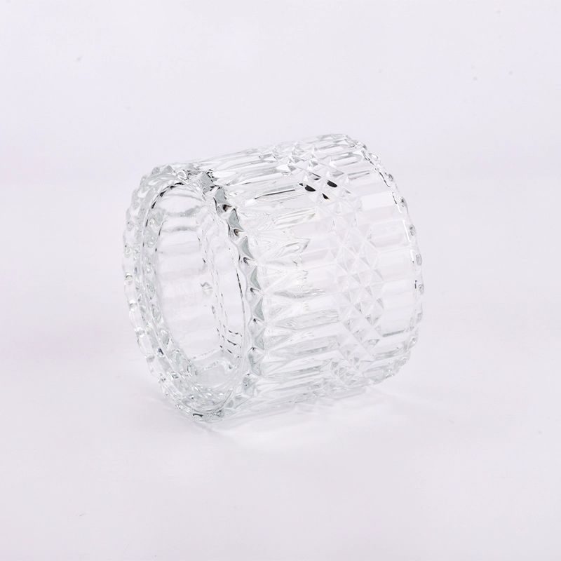 Luxury Diamond 14oz glass candle jars with cut GEO design