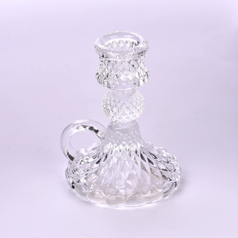 Wholesale kettle shape glass candle holder crystal pillar candlestick
