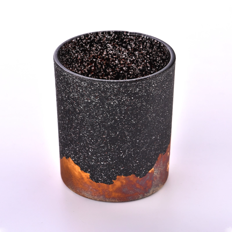 Wholesale black metal bottom gold tinfoil glass candle jars