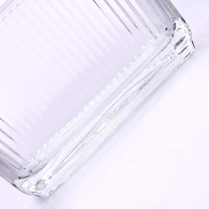 6oz empty glass candle holders with stripes