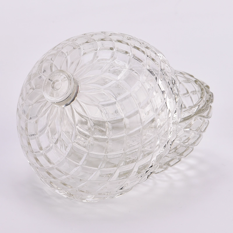 custom diamond geo cut ball shaped glass candle jars with lids for Christmas