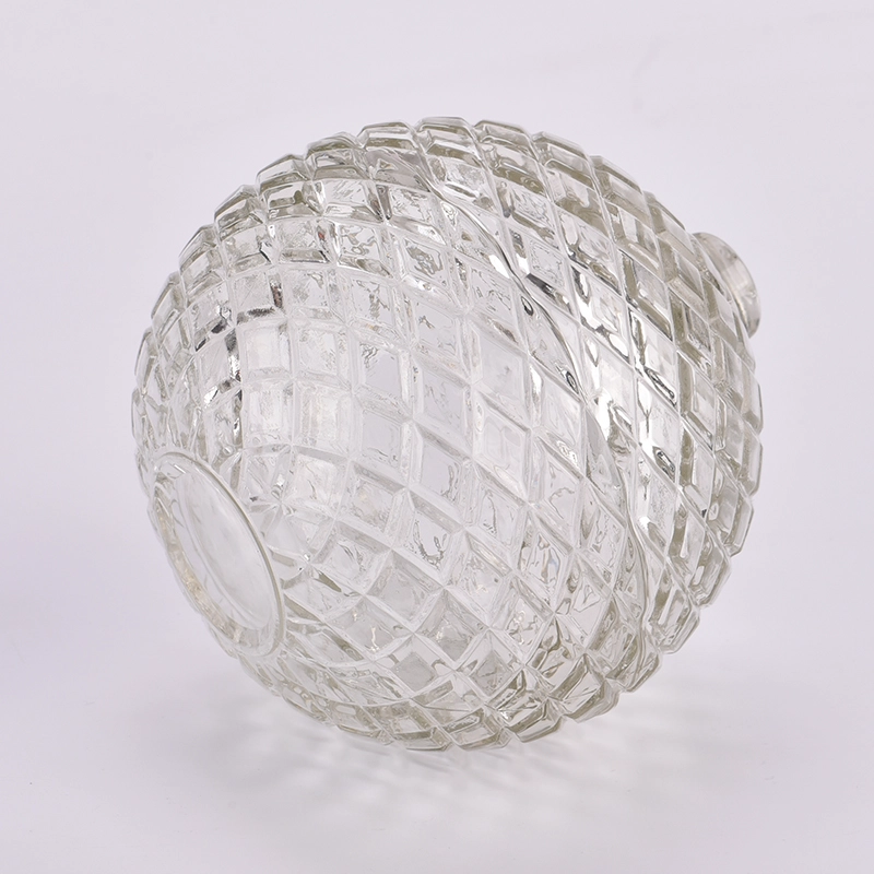 custom diamond geo cut ball shaped glass candle jars with lids for Christmas
