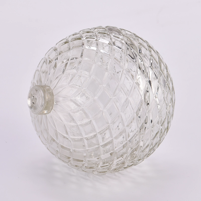 custom diamond geo cut ball shaped glass candle jars with lids for Christmas