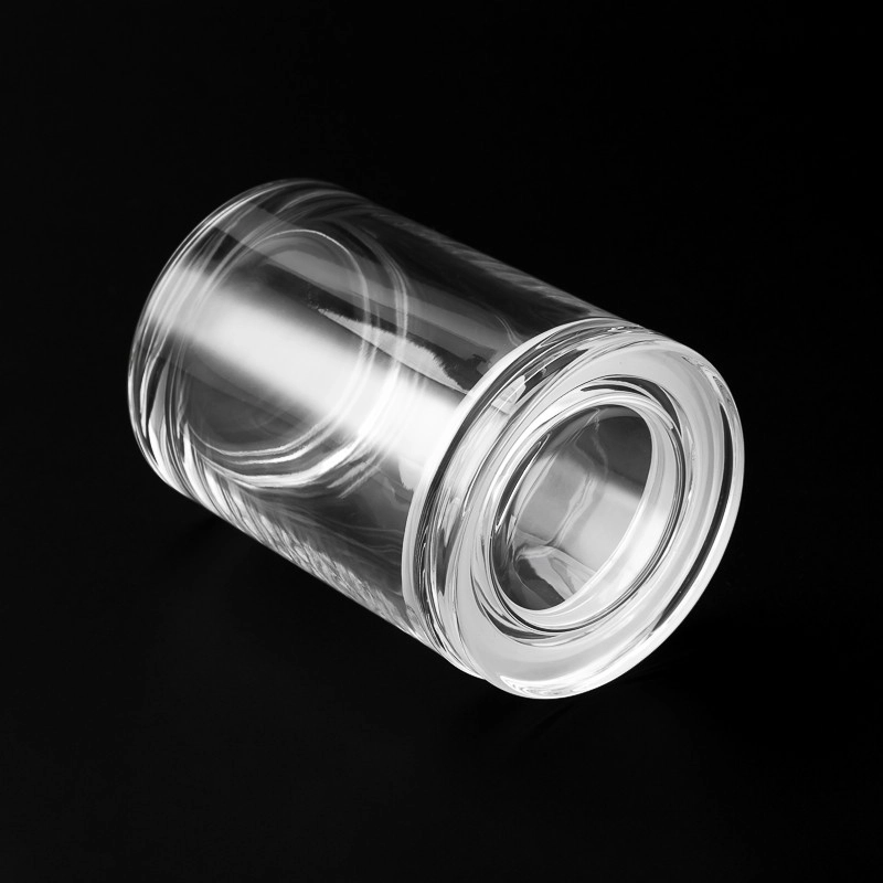 cylinder glass candle holders with glass lids for 9oz wax for home fragrance