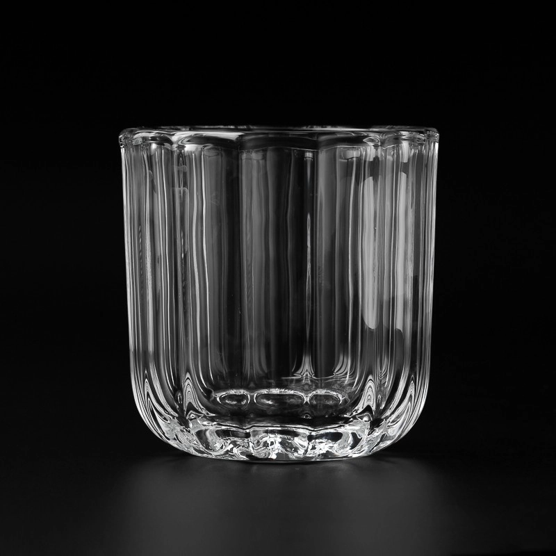 fluted high white crystal clear glass candle jars