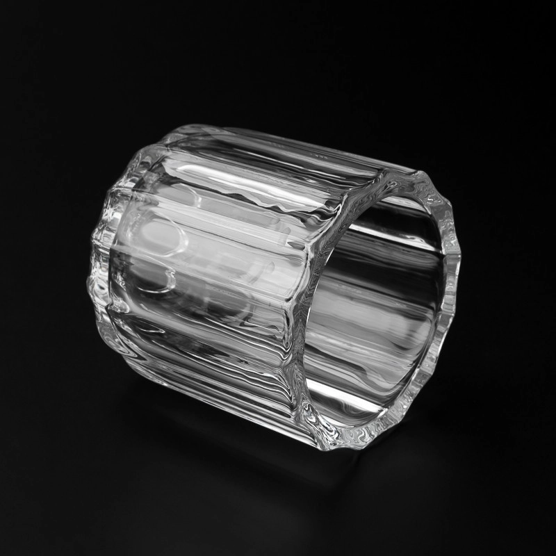 fluted high white crystal clear glass candle jars