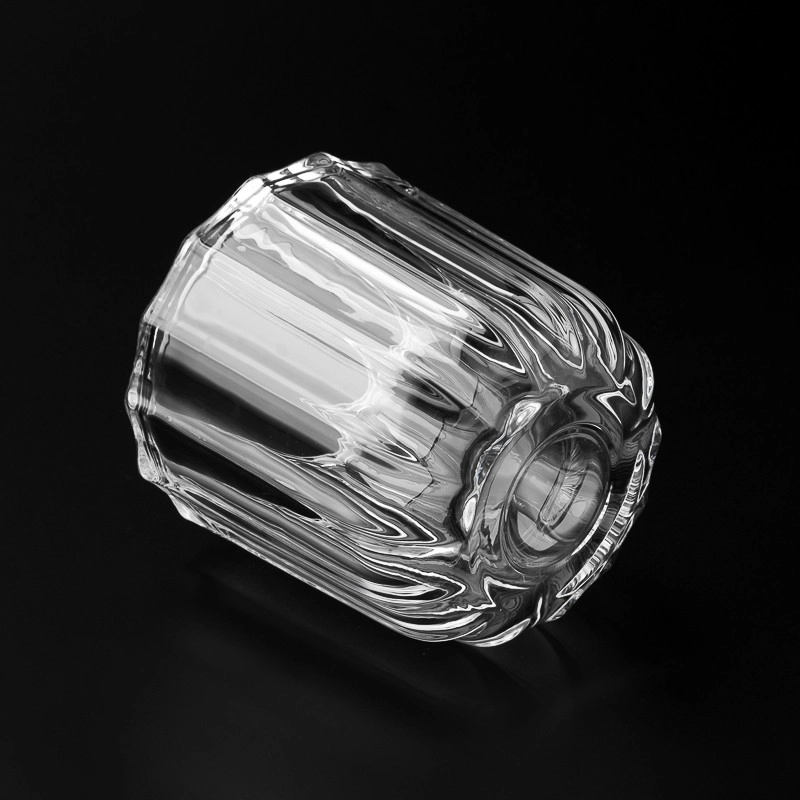 fluted high white crystal clear glass candle jars