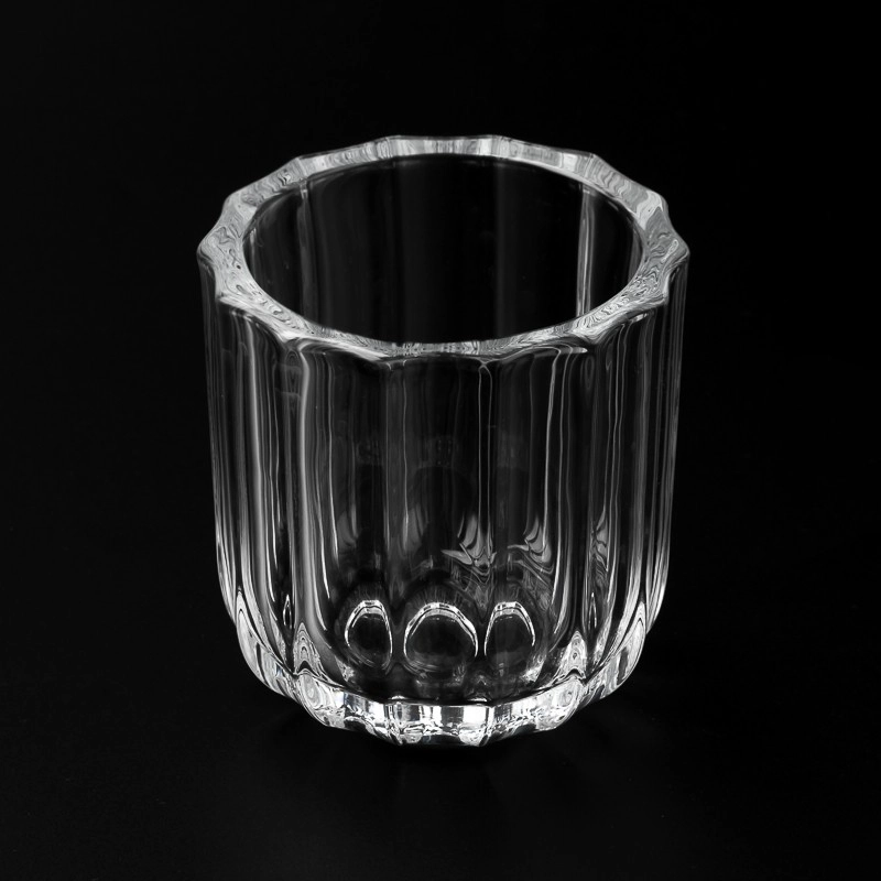 fluted high white crystal clear glass candle jars