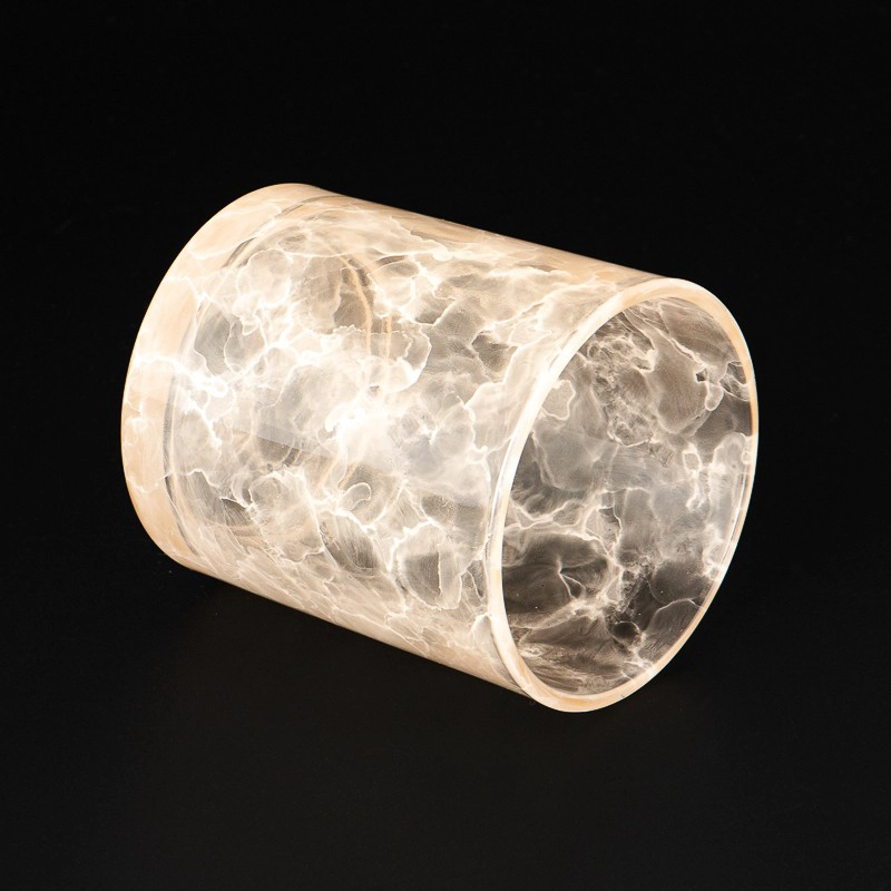 cylinder glass candle jars with flat bottom with cloudy finish for 8oz candle filling