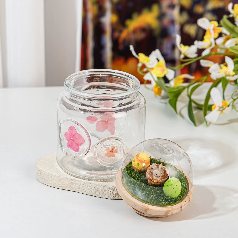 500ml glass candle jars with wood lid with cutom designs