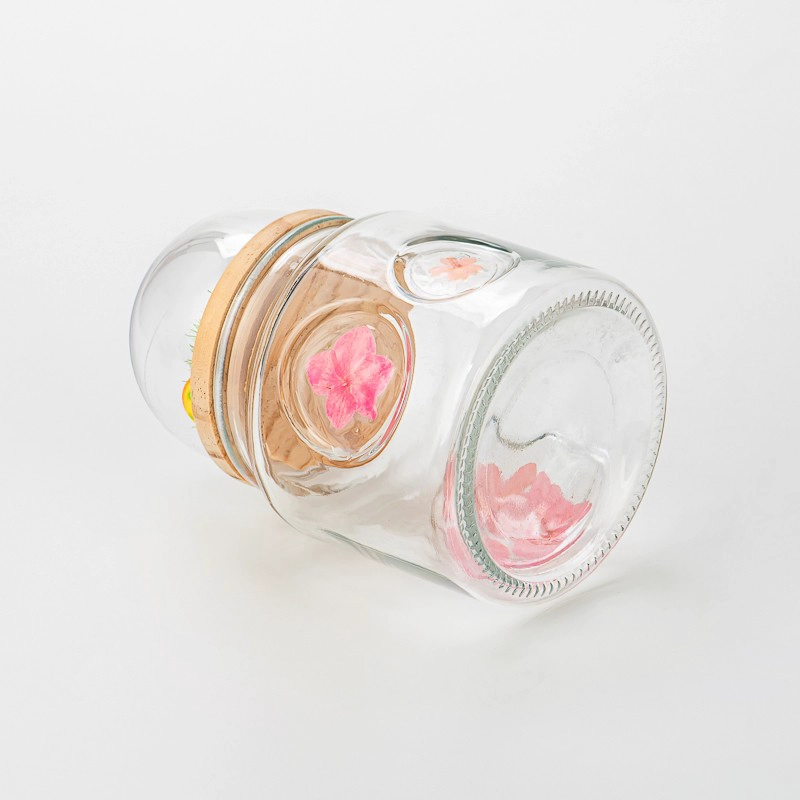 500ml glass candle jars with wood lid with cutom designs