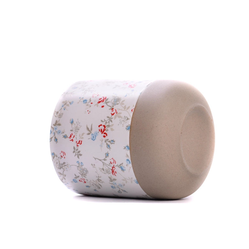 12oz Ceramic Candle Vessels with color printing for home decor