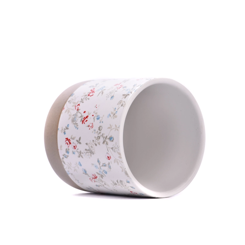12oz Ceramic Candle Vessels with color printing for home decor