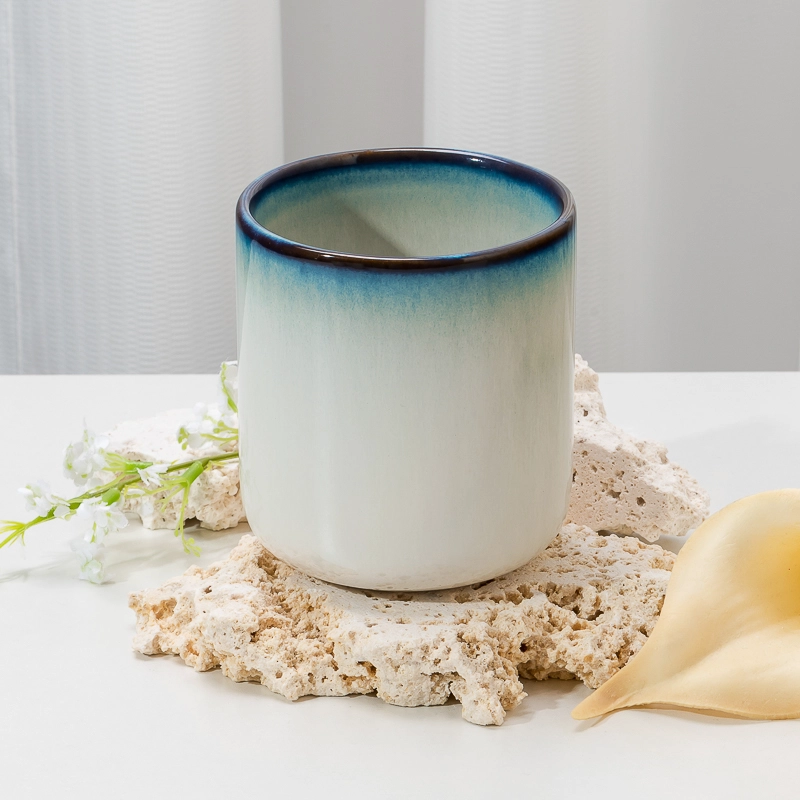 12oz Ceramic Candle Vessels with color changing glazed for home decoration