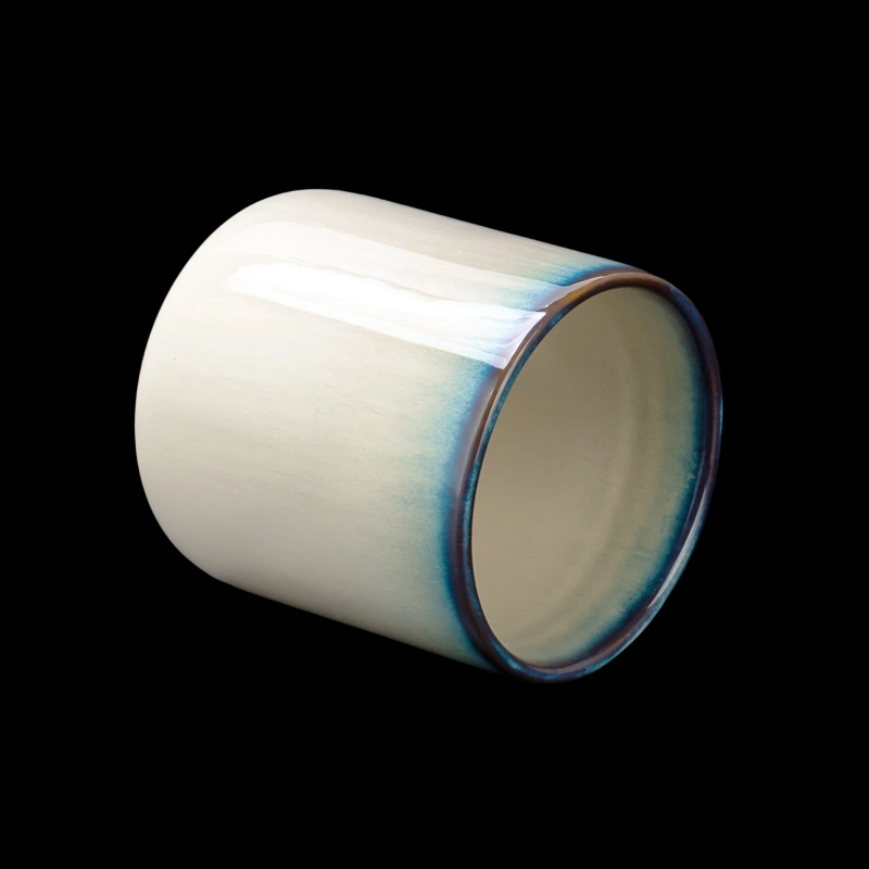12oz Ceramic Candle Vessels with color changing glazed for home decoration