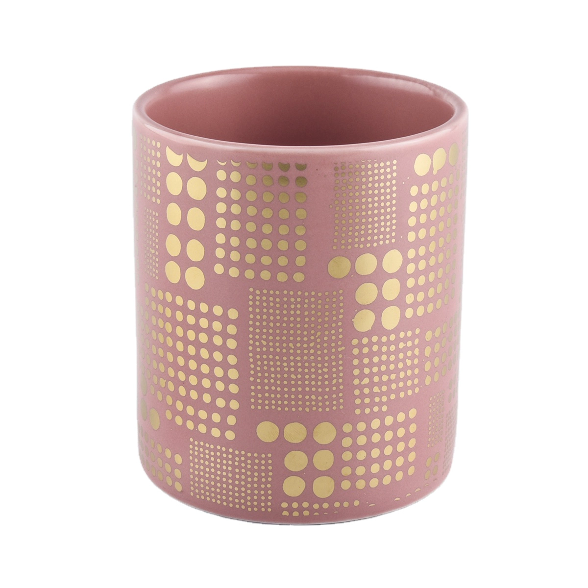 8oz 10oz China eco-friendly cylinder pink printed candle ceramic holder