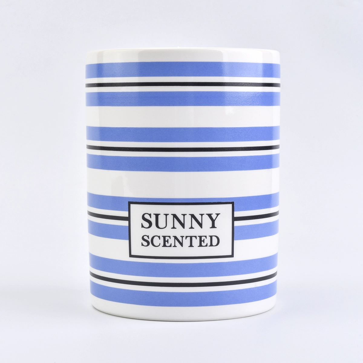 cylinder ceramic vessel with stripes, modern designed ceramic candle holders