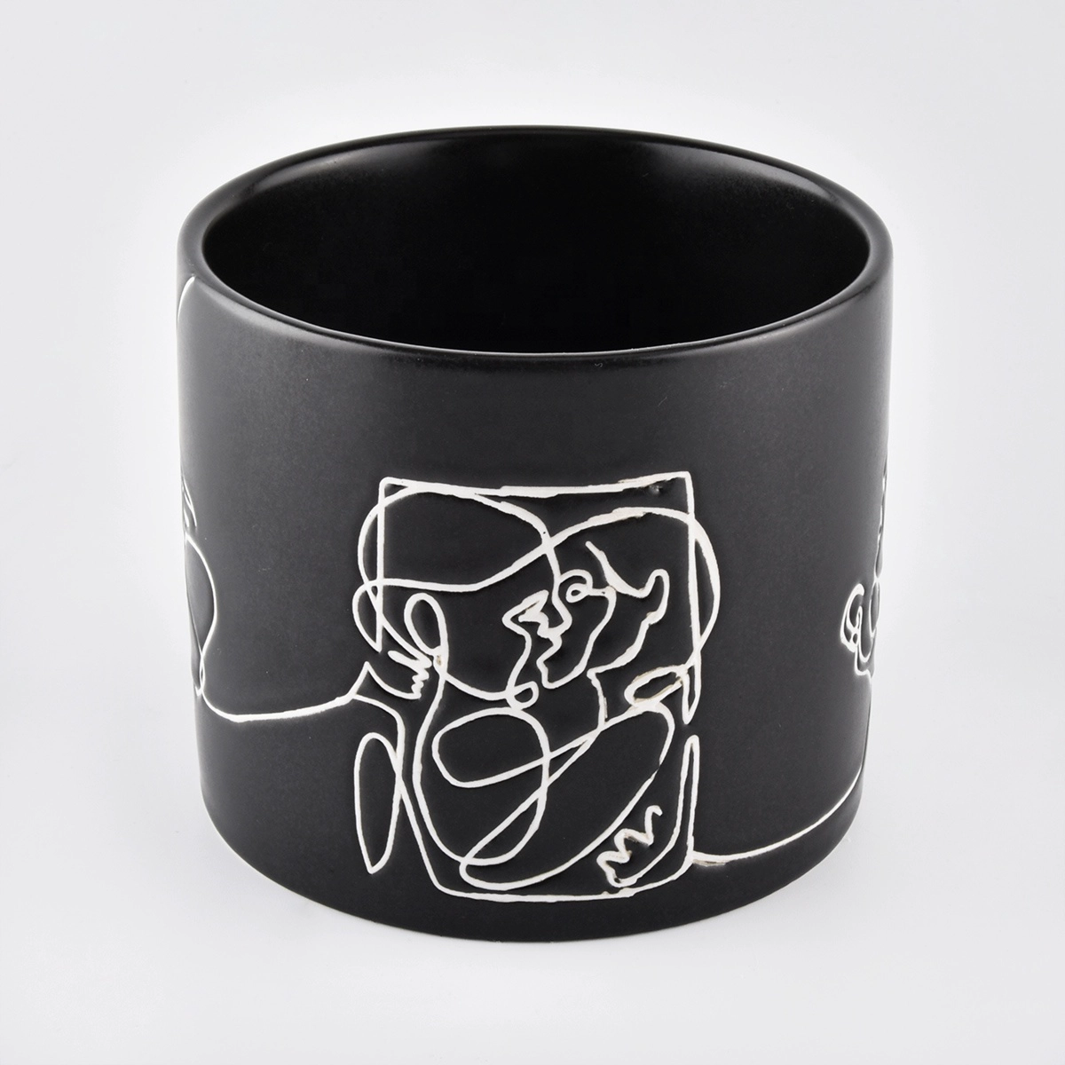 black cylinder ceramic candle jars for home fragrance