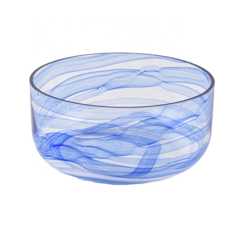 wide glass jars with marble decoration