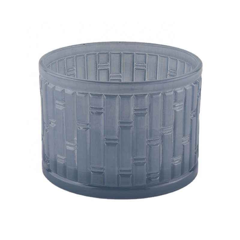 blue color sprayed glass candle containers wholesale