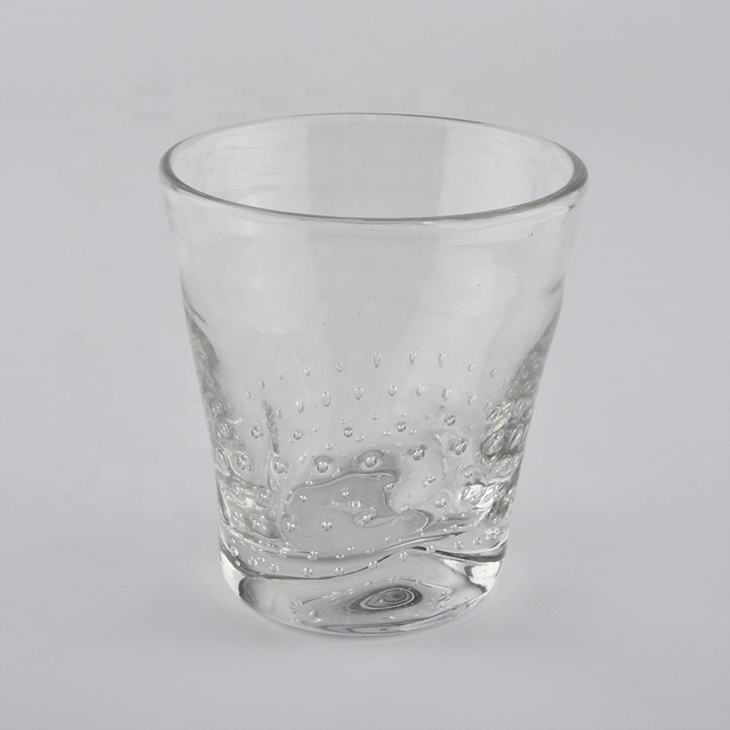 high white glass candle jars with bubble finish