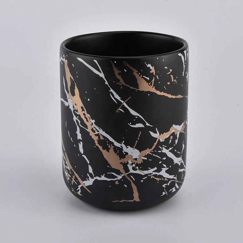matt black ceramic candle jars with custom printing