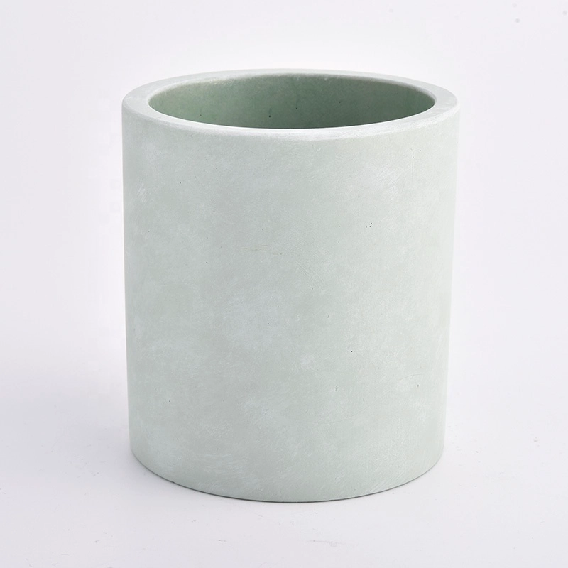 cyan colored cement candle jars for Spring