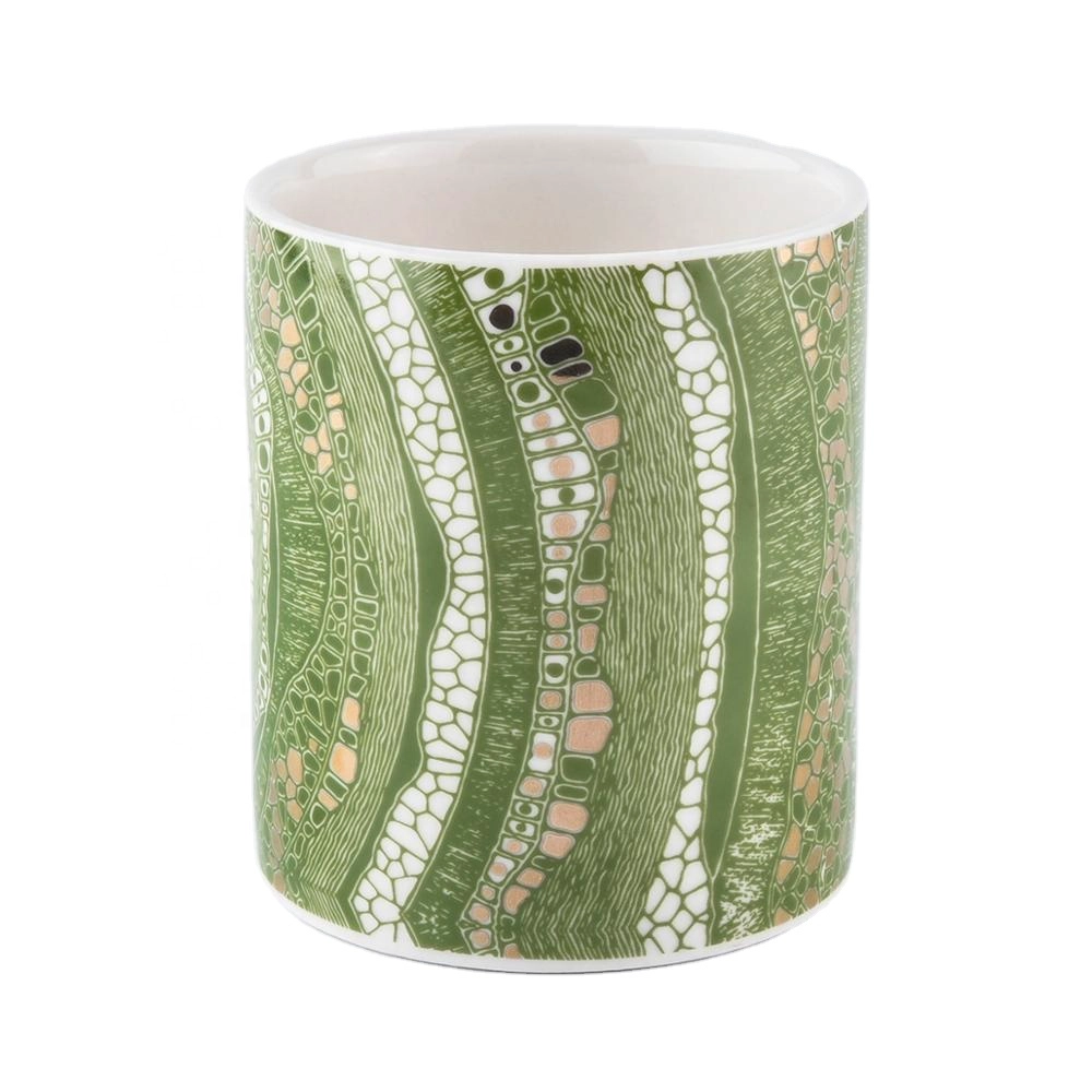 Sunny new design Luxury custom green printing glass candle vessel containers 10oz 20oz