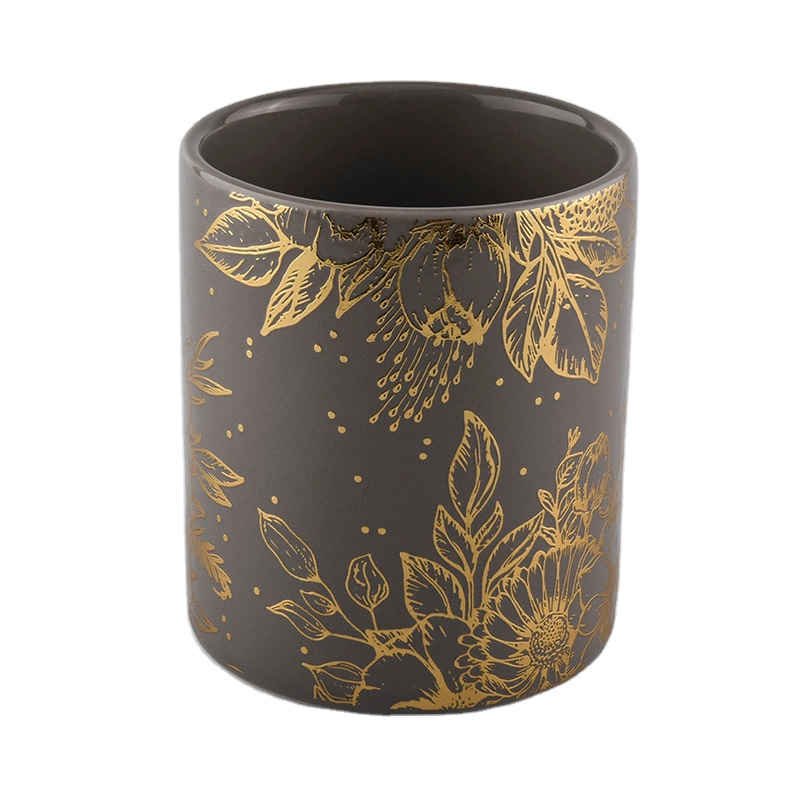 10oz 14oz Luxury cylinder amber ceramic candle holder in bulk