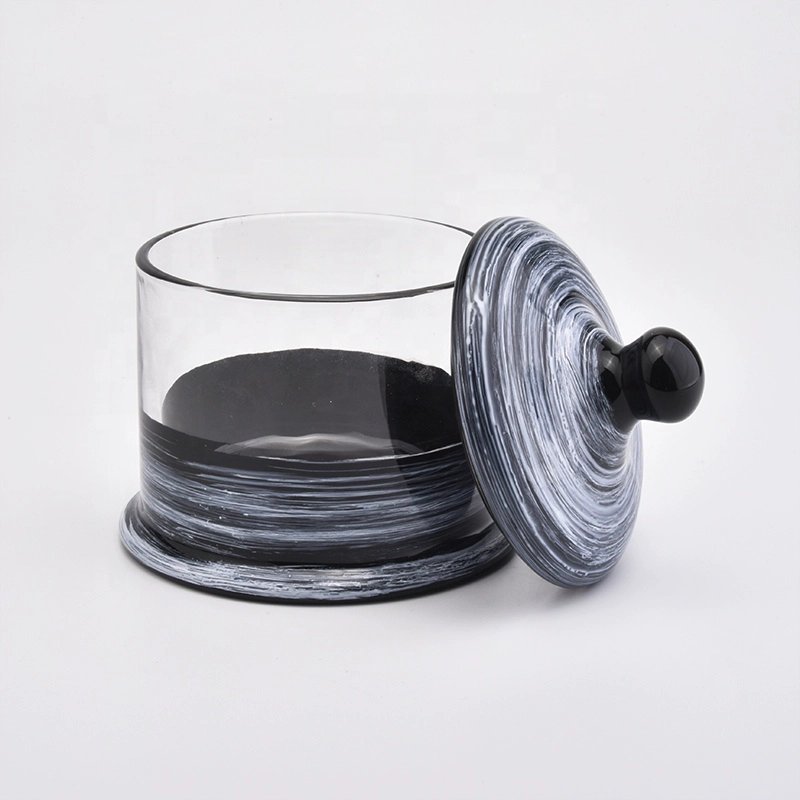 Custom hurricane clear Glass Candle Jars candle Holder with lid wedding decoration centerpieces