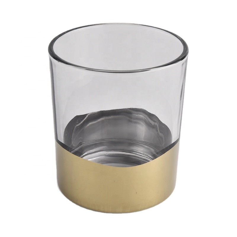 10oz clear glass candle jars with gold bottom