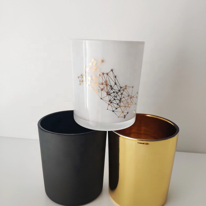 white gold matte black candle jars, 12 oz candle glass holder for home decor