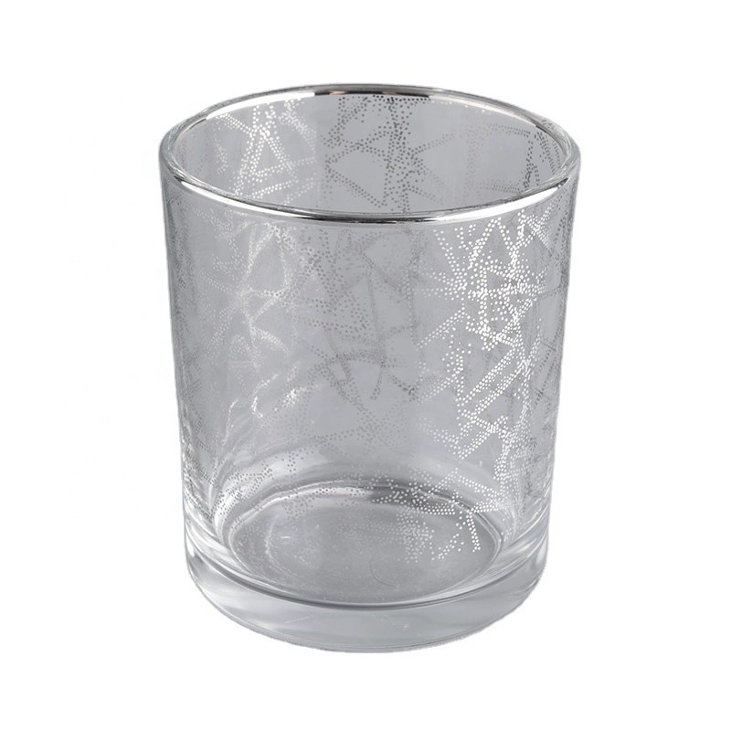 10oz clear glass candle jars with silver printing