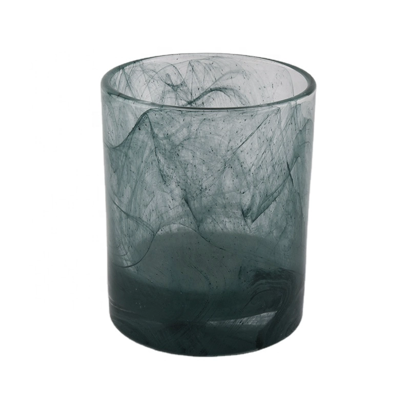 6oz cloudy finished glass candle jars