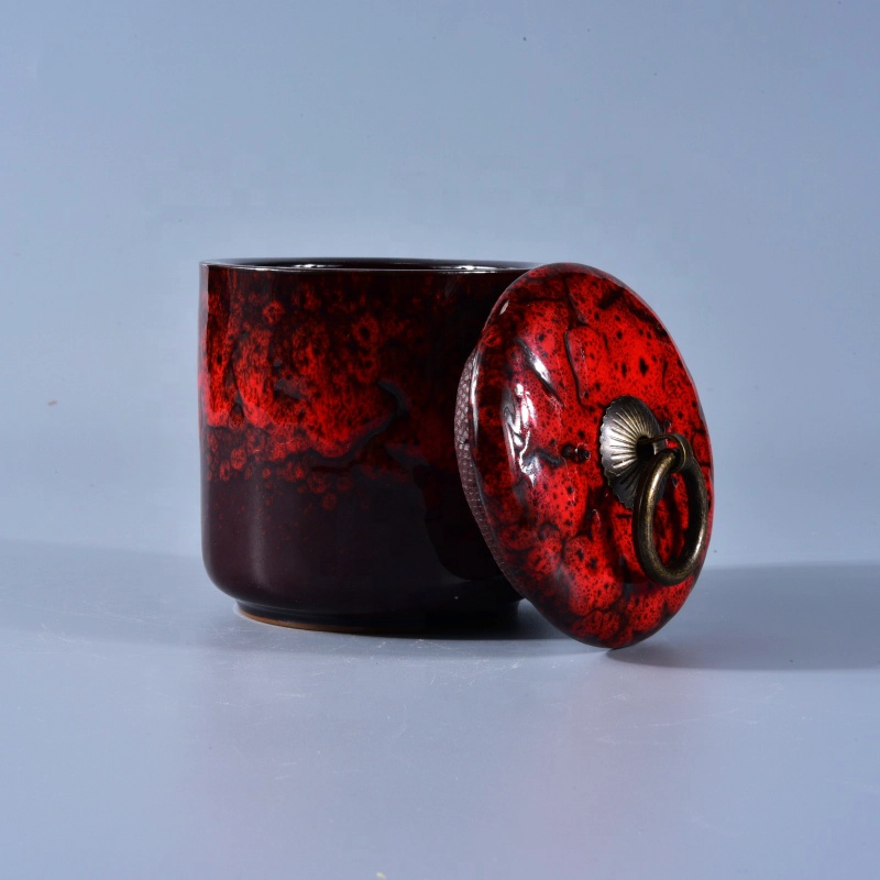 Custom luxury ceramic candle holders lid home decor