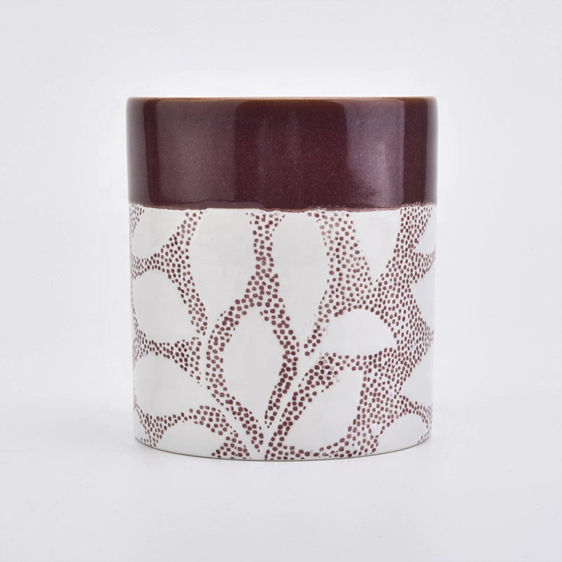 Religious cylinder glazed ceramic candle jar tea light candle holder home decoration centrepiece