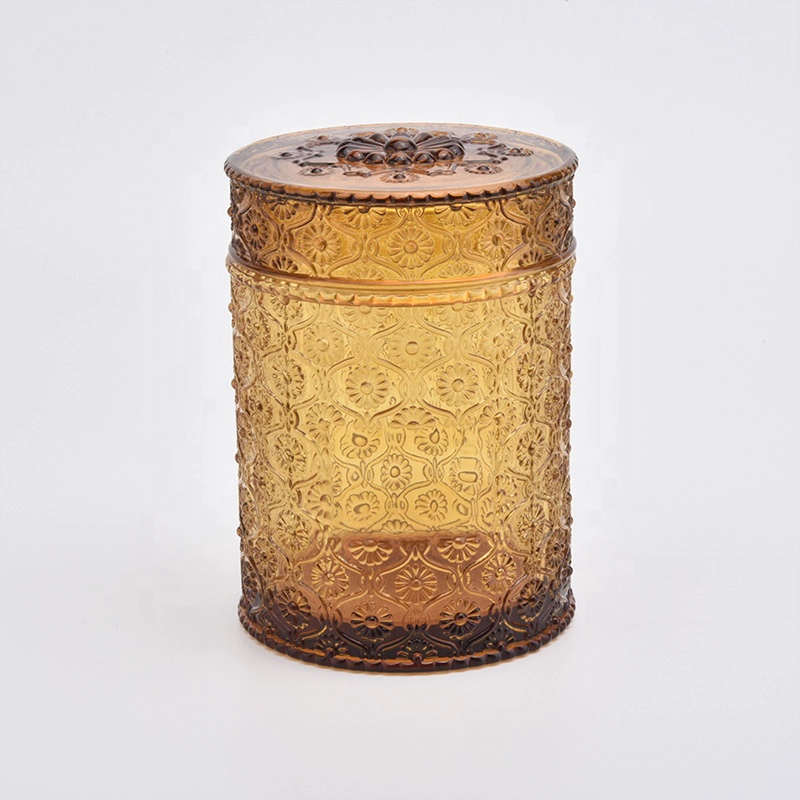 Clear amber candle bottle votive candle jars glass with lids home decoration