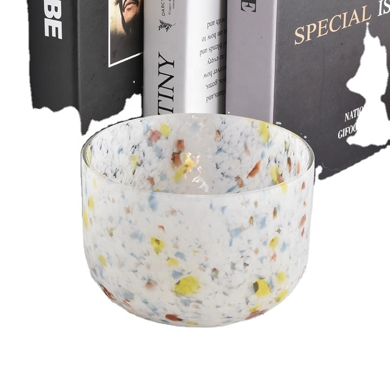colorful hand made glass candle jars with round bottom