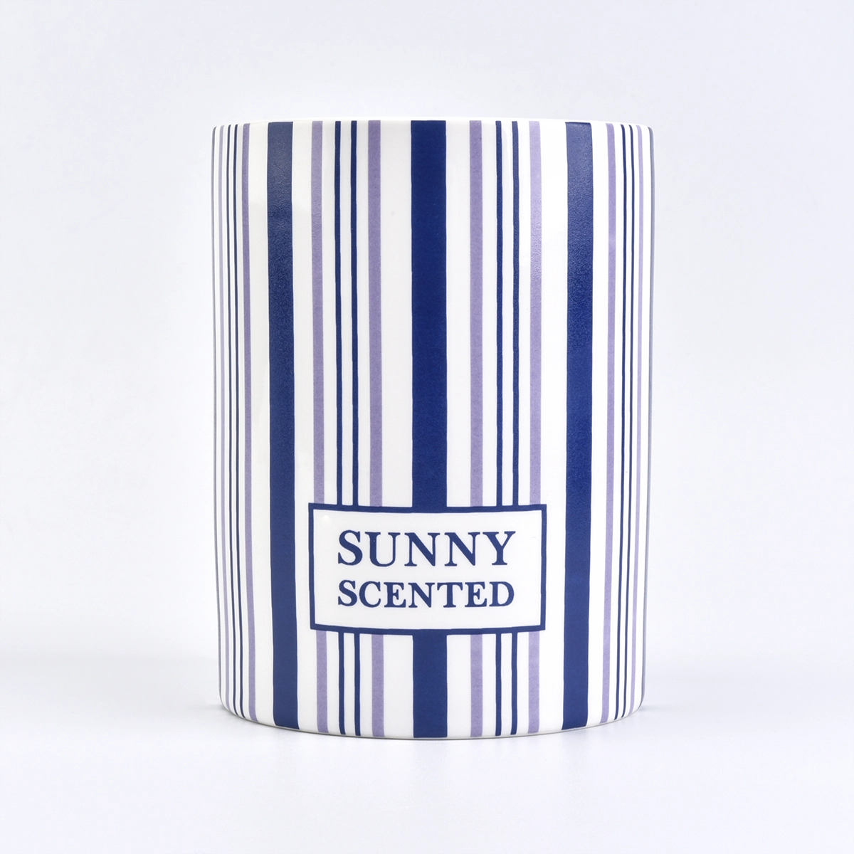 wholesale candle jars with stripes decal, empty ceramic candle holder