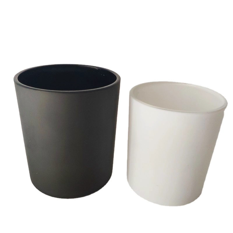 Matte black glass candle holder in bulk, 12 oz cylinder glass container for candle making