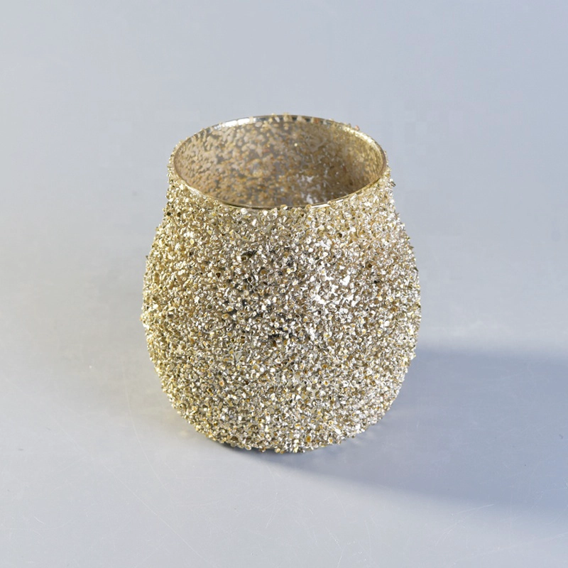 Luxurious glass candle holder gold home decoration wholesale