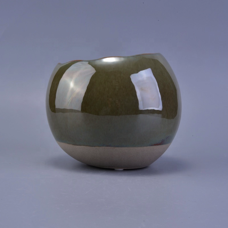 Large Reactive Stoneware Bowl 1280ml Ceramic Candle Holder for Home Decoration