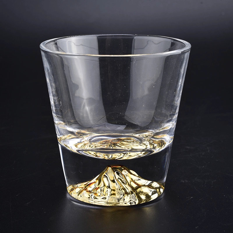 6oz gold glass candle jars with mountain design