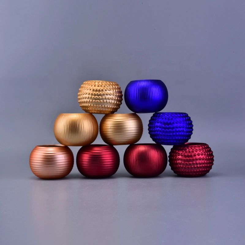 10oz round metallic electroplated ceramic candle holders