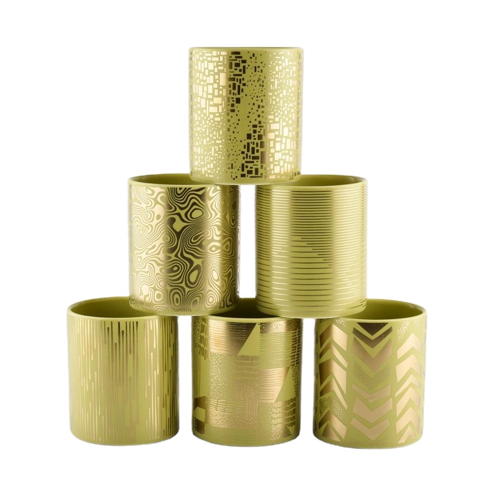 Sunny design Luxury custom golden ceramic candle vessel containers 10oz