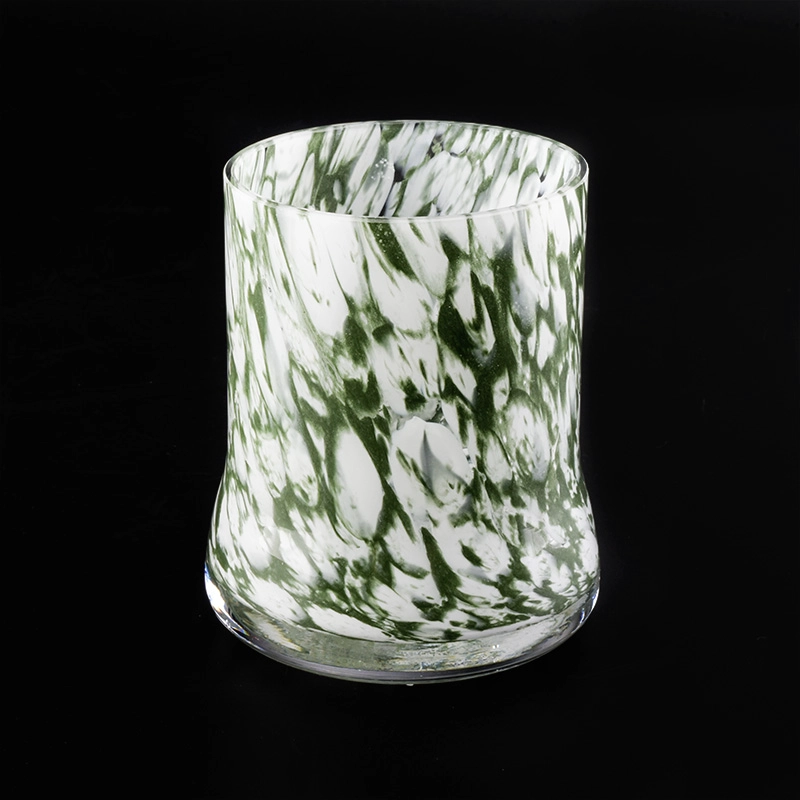 green glossy glass vessel glass candle jar hand made glass jar candle home decoration