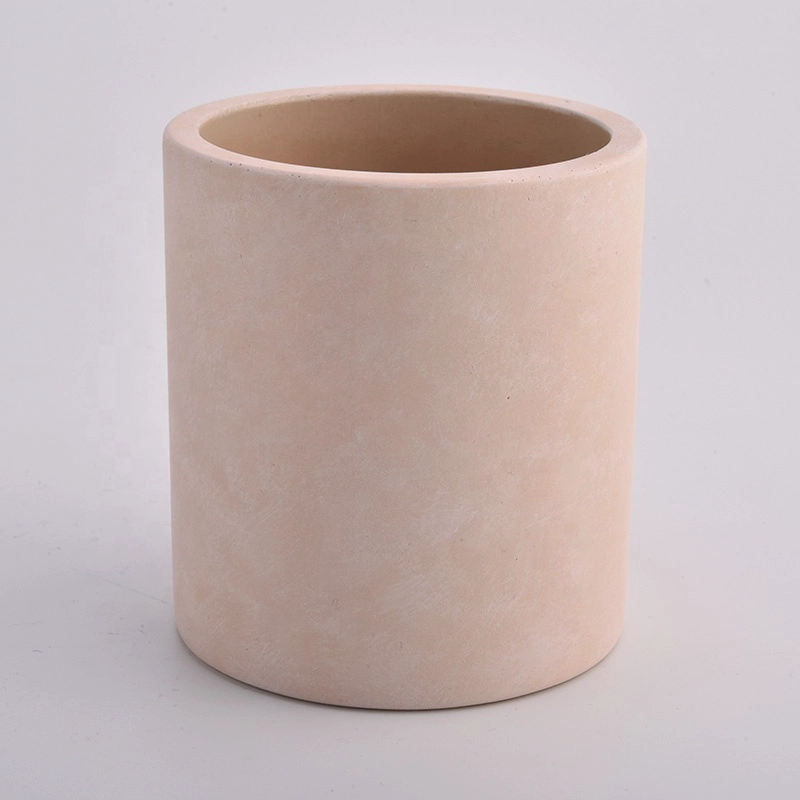 warm matte orange cylinder cement candle jars