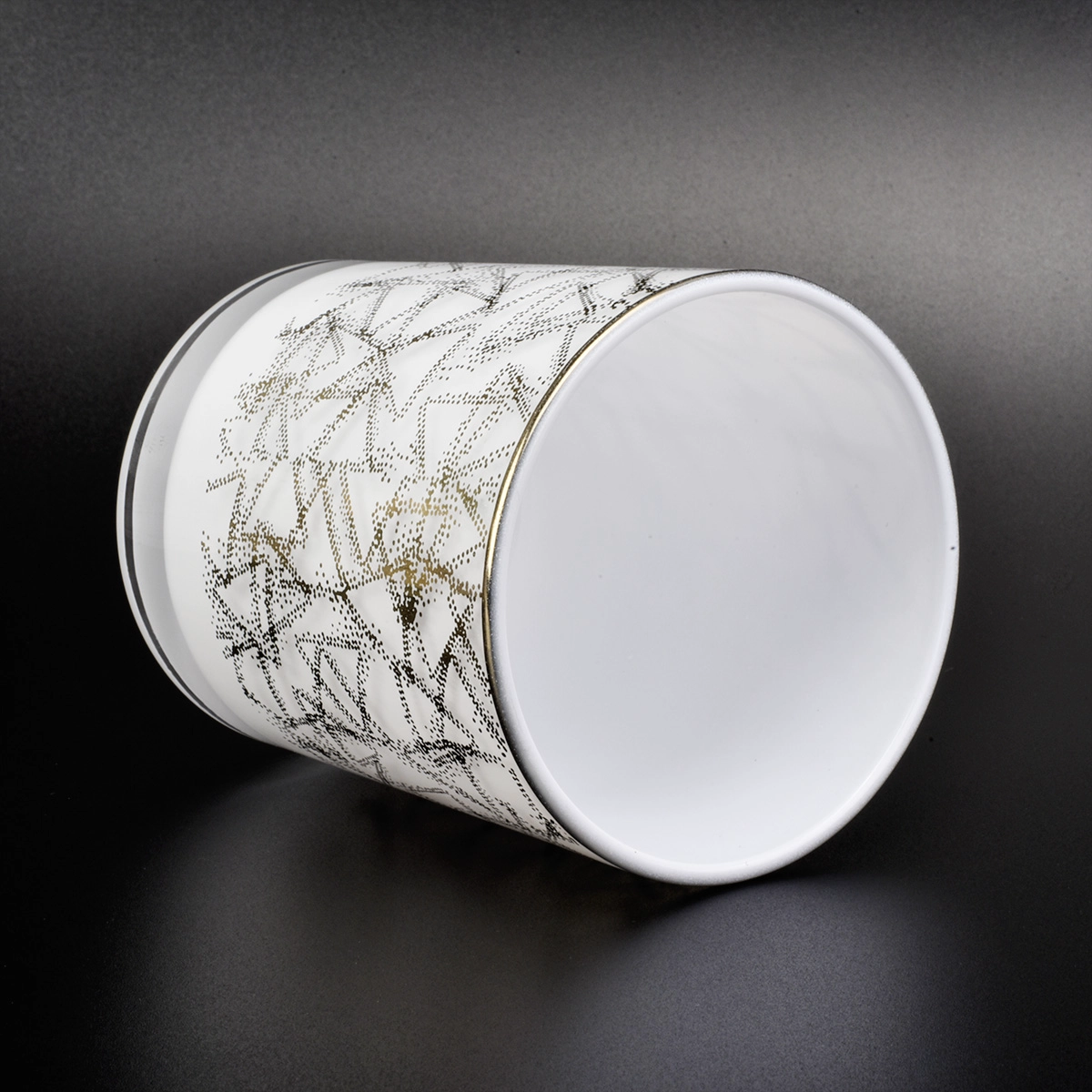 white glass vessel for candle making, empty glass candle holder