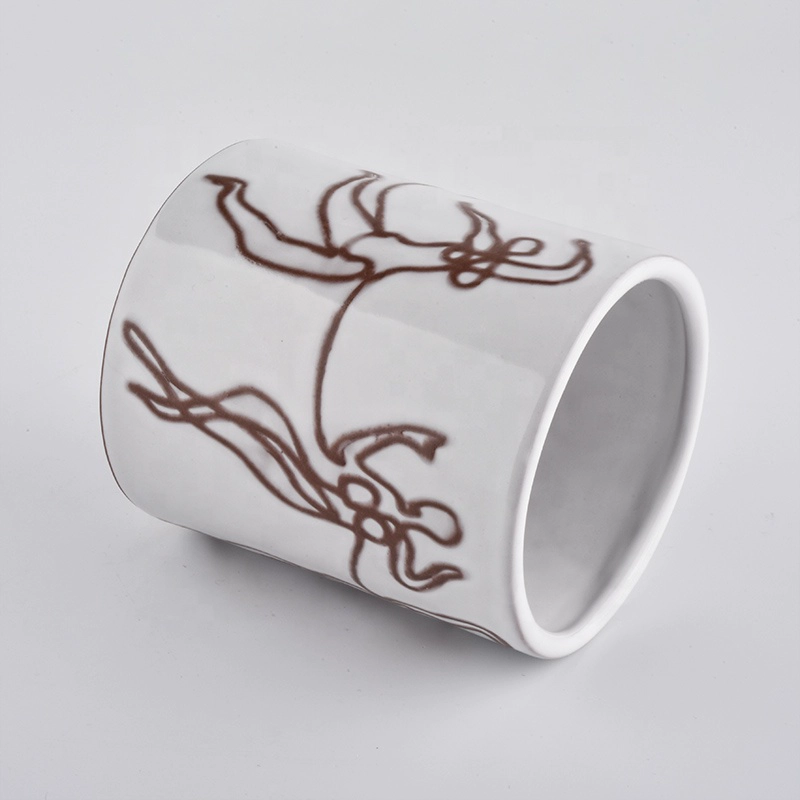 ceramic candle jars with straight wall with custom artwork